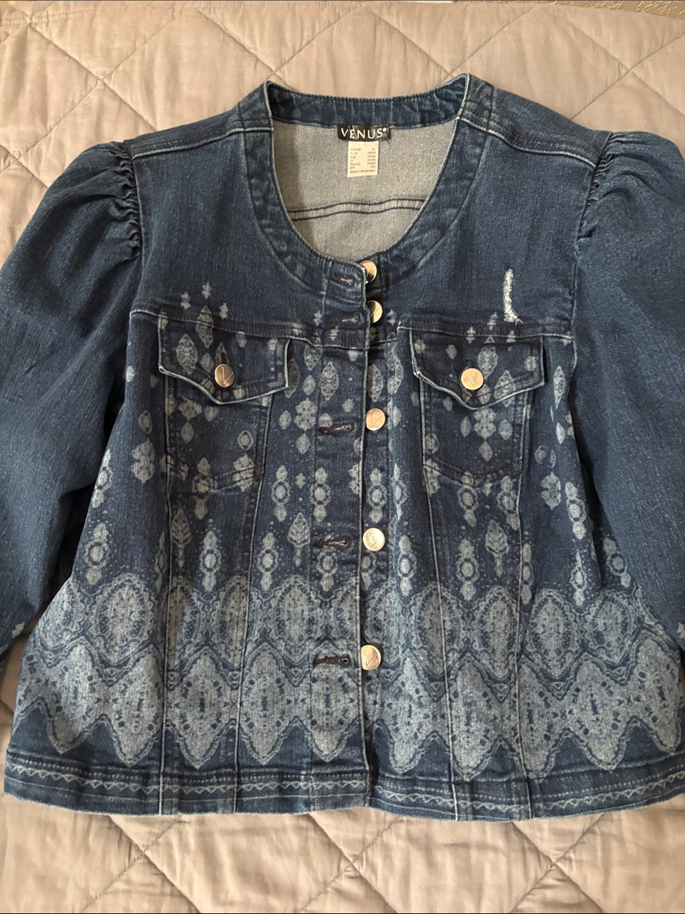 VENUS Blue Patterned Denim Jacket